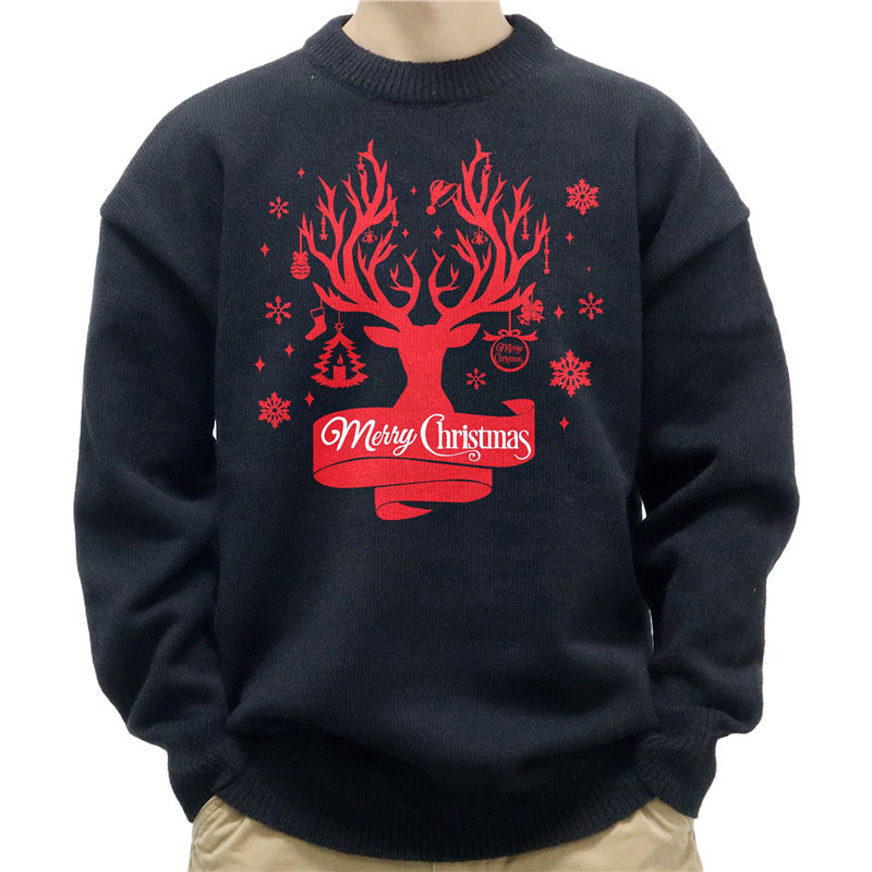 Christmas hot stamping knitted sweater with pullover sweater