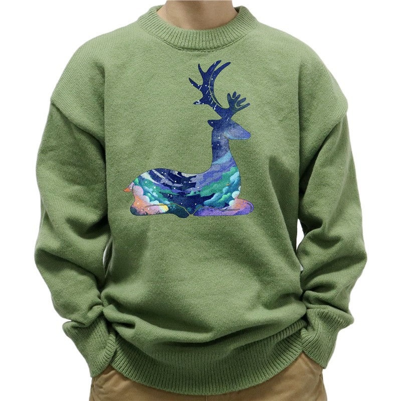 Christmas hot stamping knitted sweater with pullover sweater