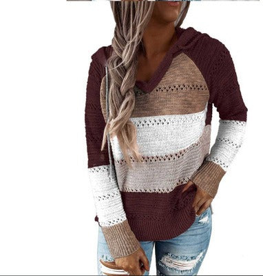 Women's autumn and winter new knitted hoodies with hooded sweaters for women