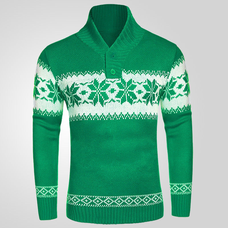 Hooded sweater long sleeved Christmas jacquard knitted sweater