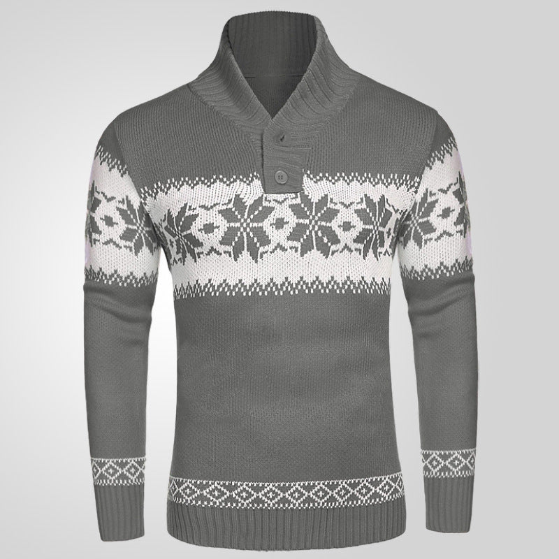 Hooded sweater long sleeved Christmas jacquard knitted sweater