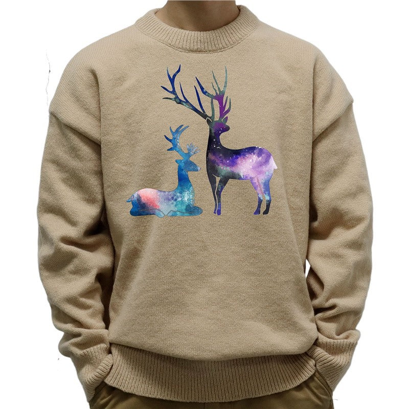 Christmas hot stamping knitted sweater with pullover sweater