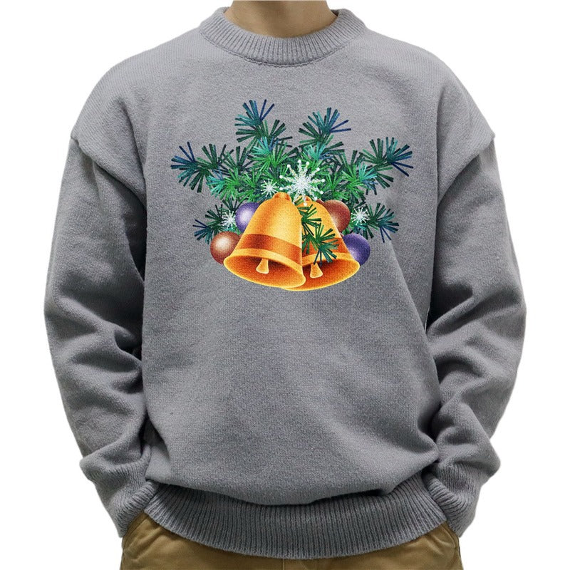 Christmas hot stamping knitted sweater with pullover sweater