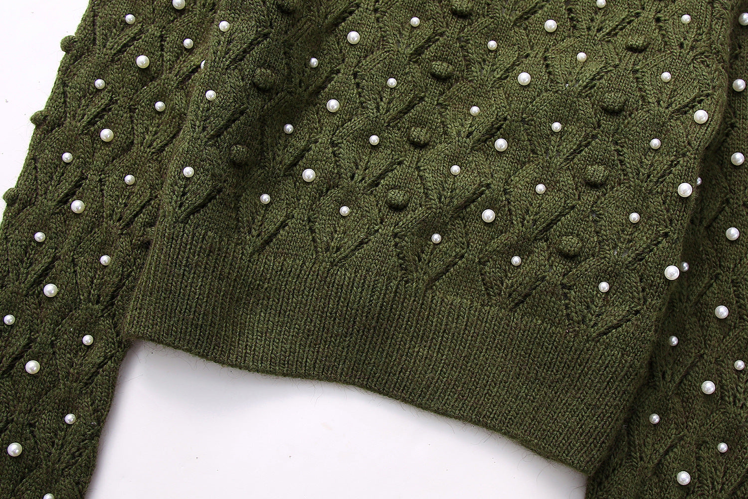 New Woman Long Sleeve Knitted Knitwears Pullover Backless Sweater Jumpers Top Faux Pearls Cropped Sweaters for Women