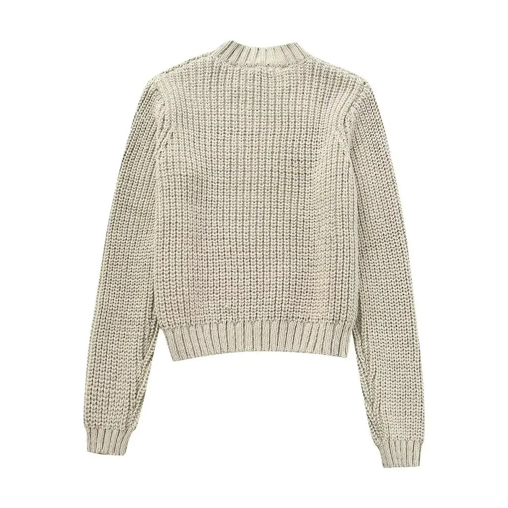 Contrast Cropped Sweaters for Women  Pullovers Knitted Sweater Woman Long Sleeve Ribbed Women's Sweater Autumn Jerseys