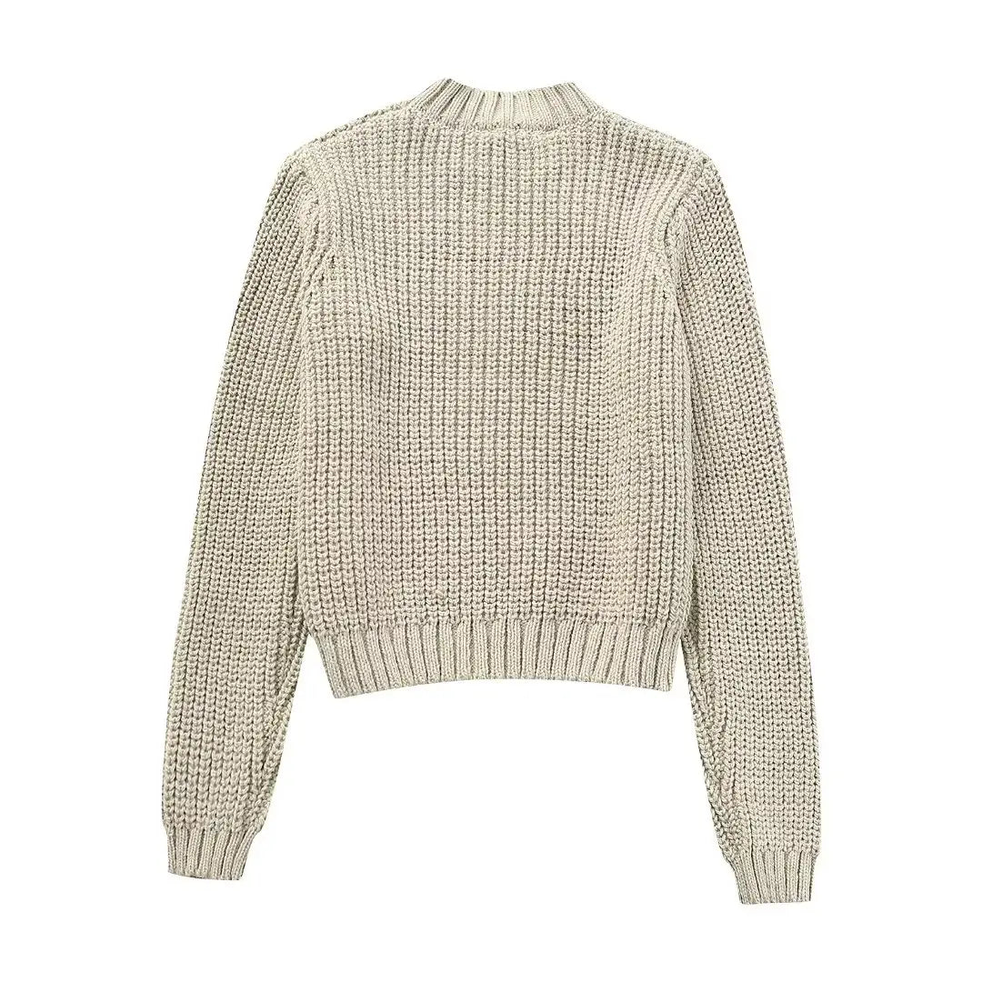 Contrast Cropped Sweaters for Women  Pullovers Knitted Sweater Woman Long Sleeve Ribbed Women's Sweater Autumn Jerseys