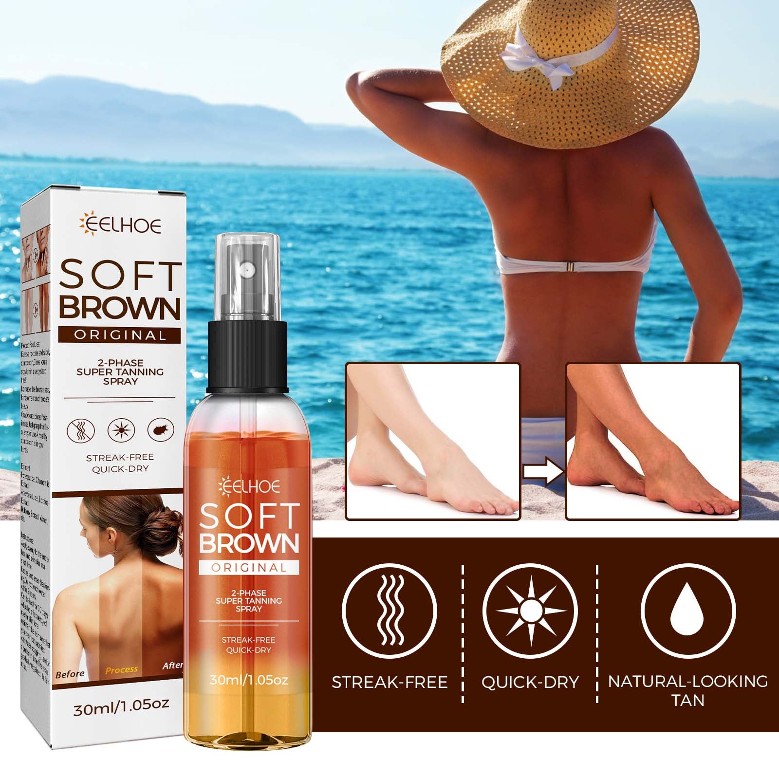 Helps Tan Spray, Helps Black Refreshing Natural Bronzer Wheat Color Helps Tan Spray