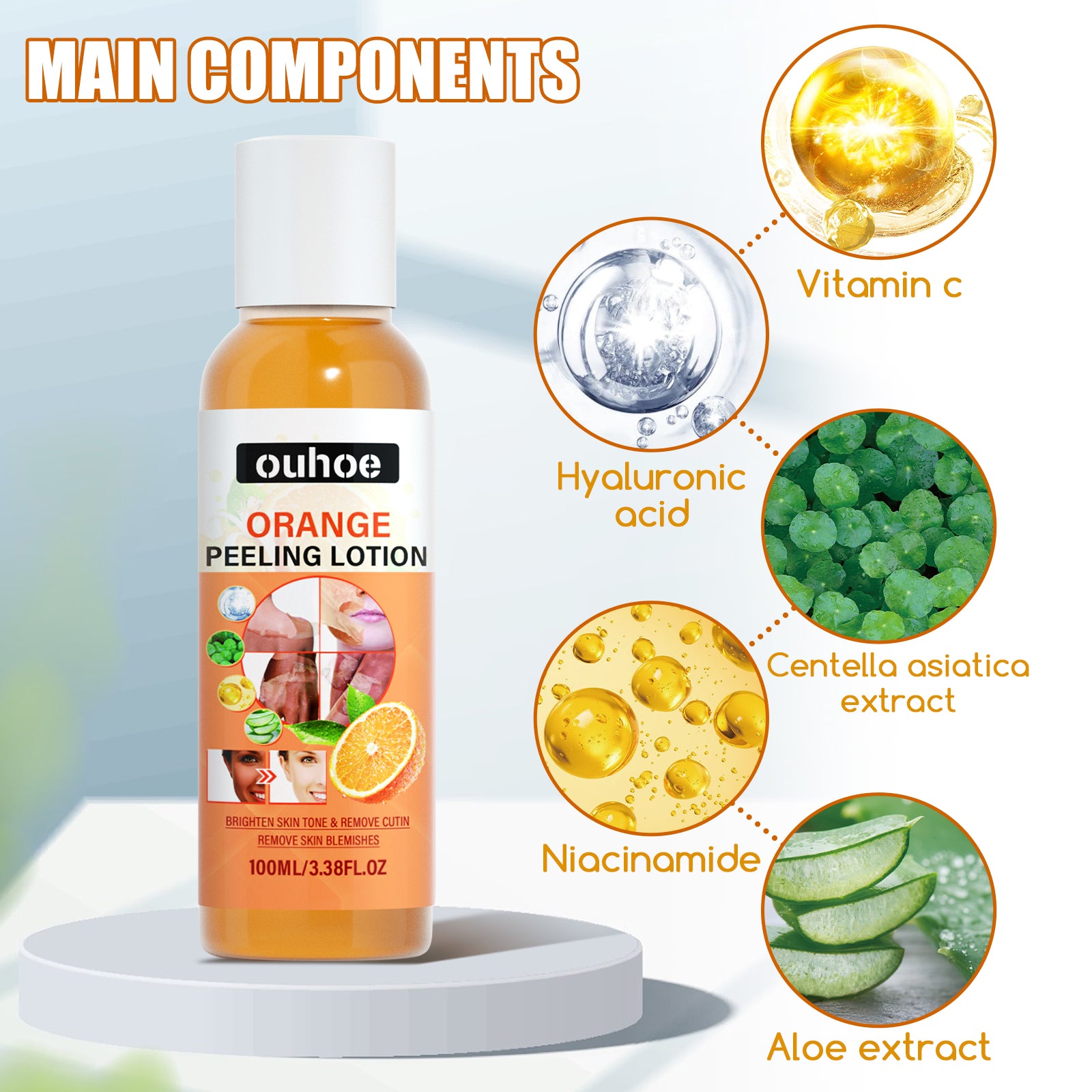 OUHOE Orange Peel Body Lotion, Exfoliation Lightening Dark Spots Brightening And Moisturizing Skin Treatment Lotion
