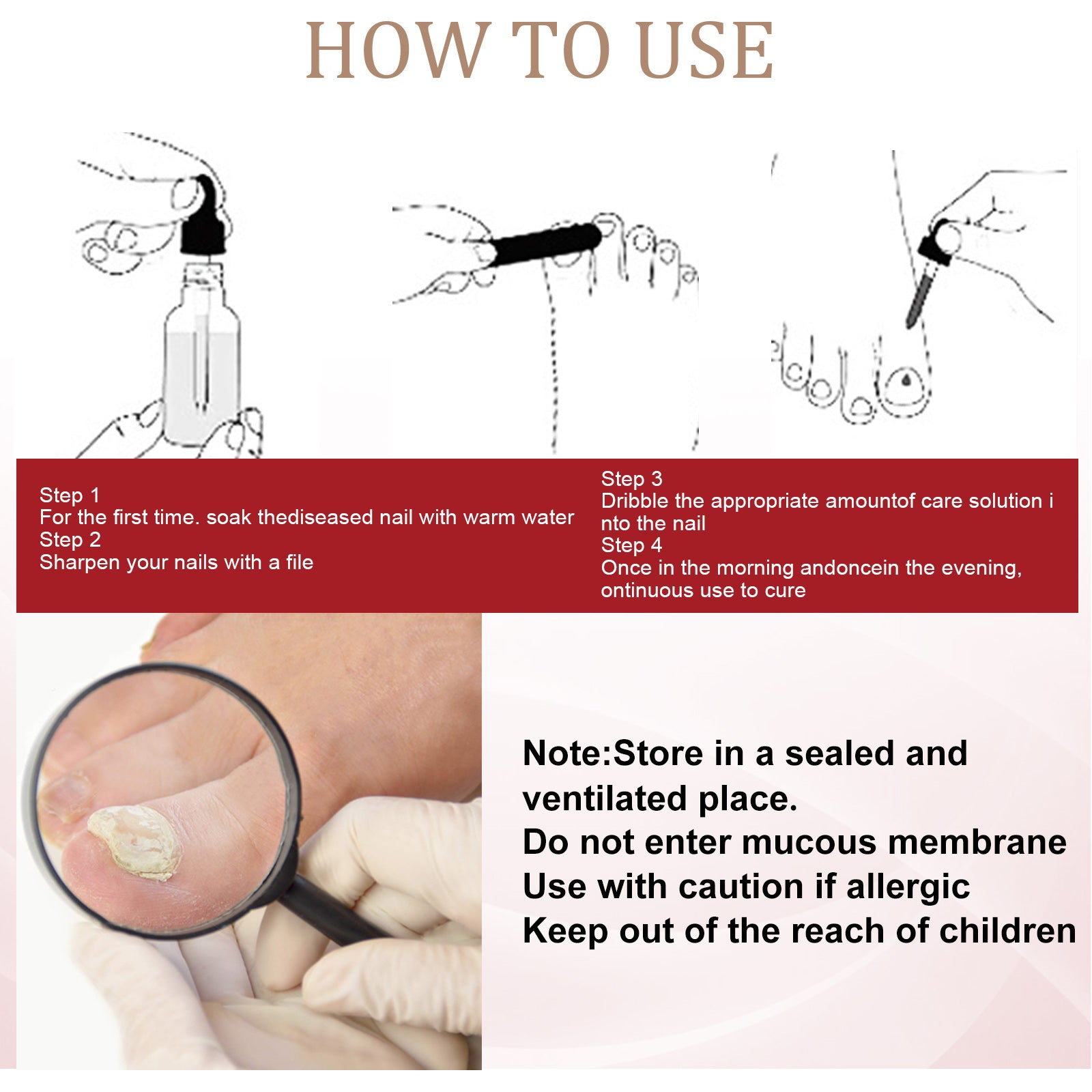 EELHOE Nail Repair Solution, Hands And Feet Nail Repair Moisturizing Clean And Remove Gray Nail Repair Solution
