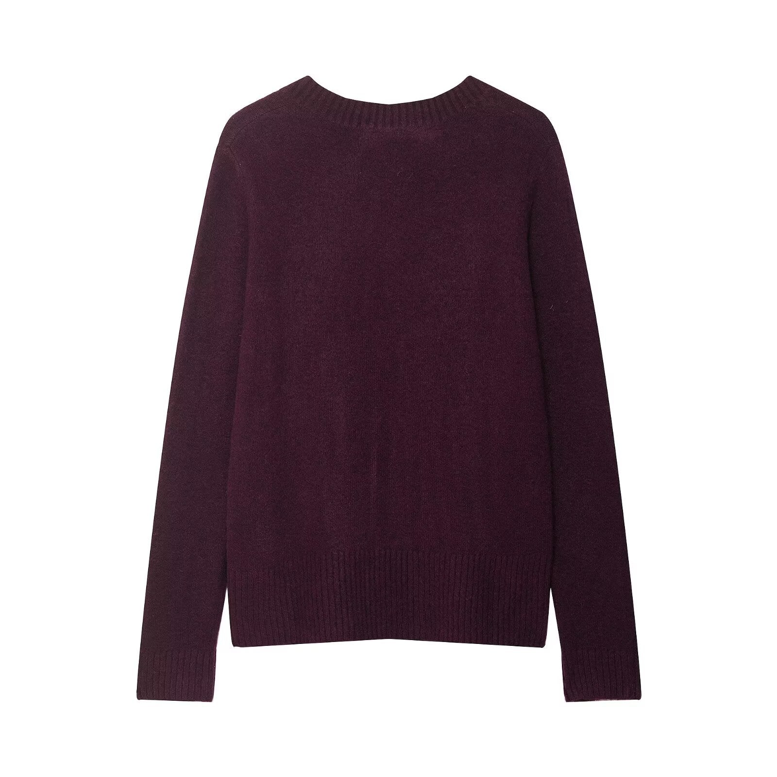Temperament V-neck long sleeved pullover loose knit sweater for women