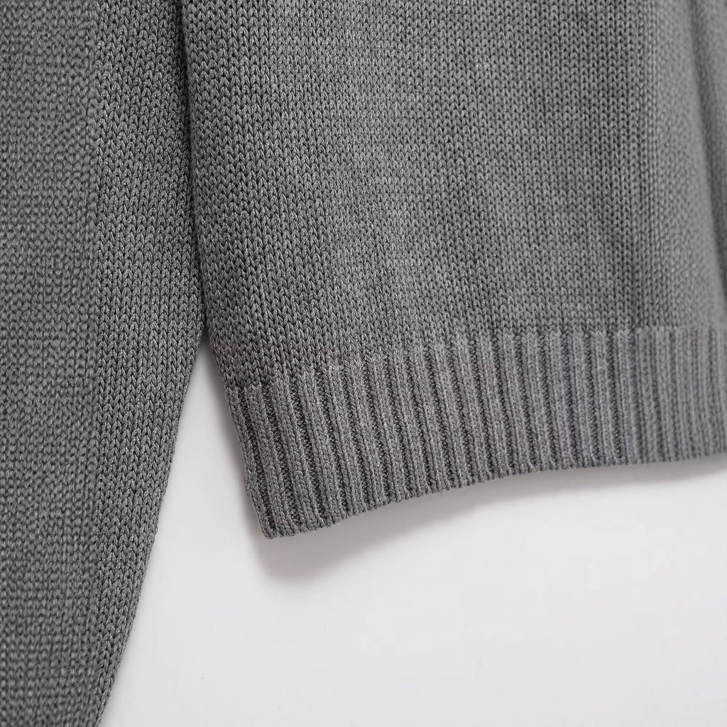 Round neck button decoration pullover knitted sweater top for women